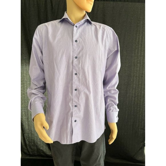 Eton Men's Shirt Lilac Button Up Long Sleeve Slim Fit Cotton Casual Dress 44 - Picture 1 of 10